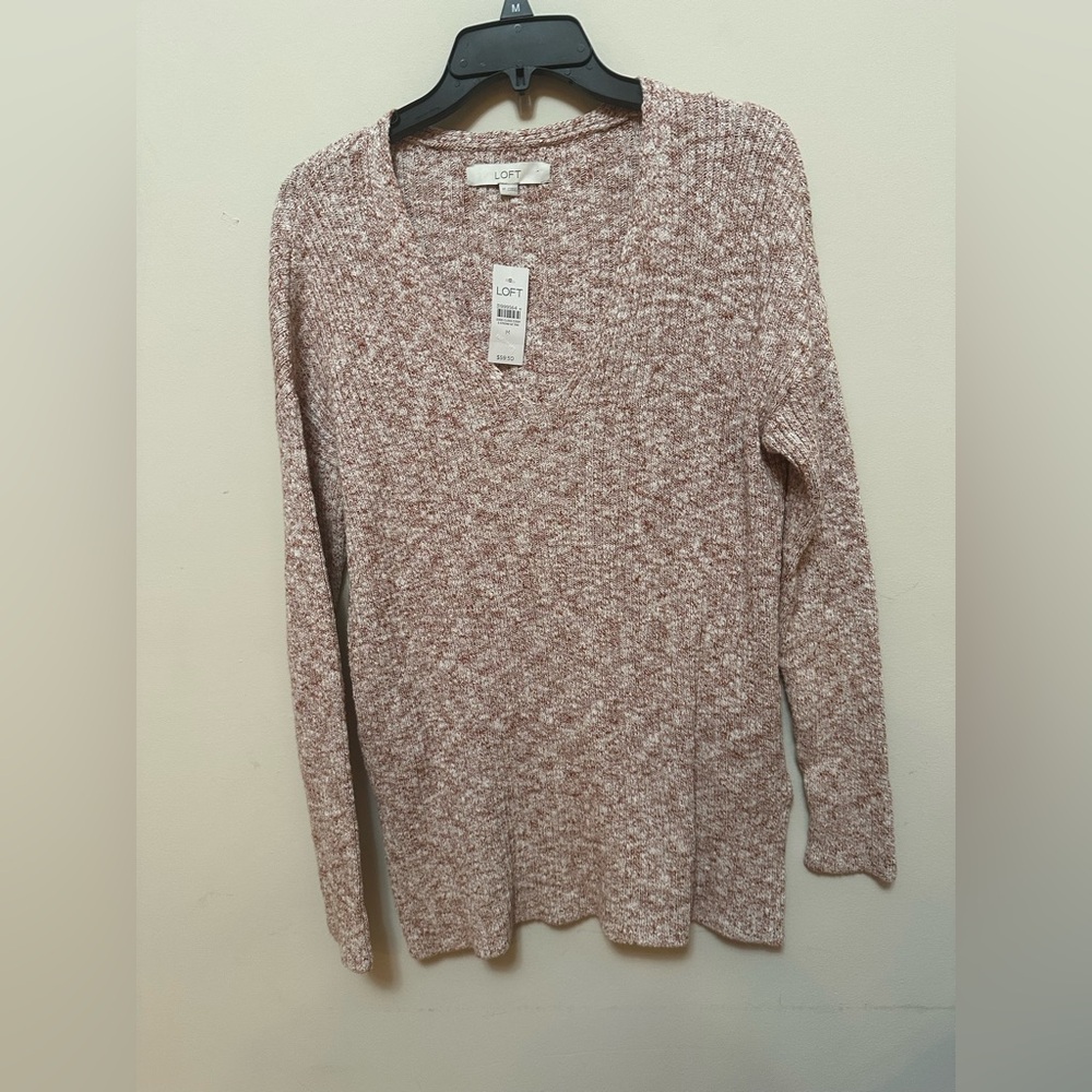 LOFT Chenille V-Neck Sweater NWT Size M – Soft Marled Knit